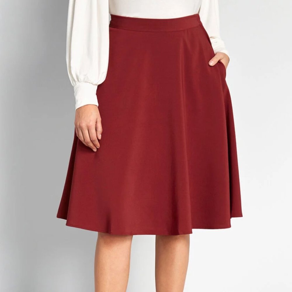 MODCLOTH Just This Sway A-Line Midi Skirt